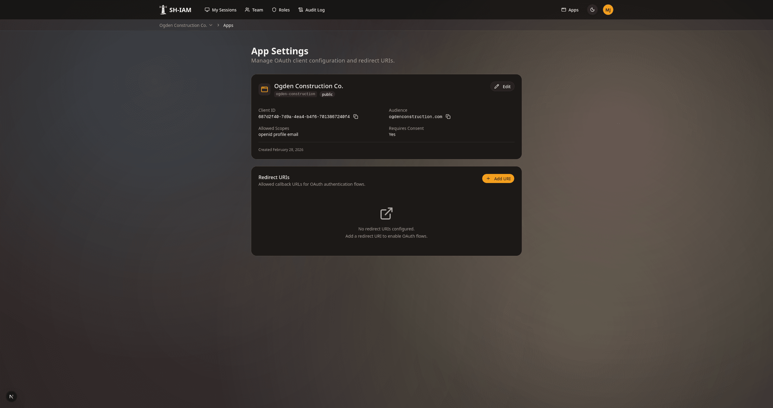 OAuth app settings and configuration